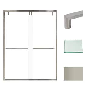 Eden 60 in. W x 80 in. H Sliding Semi-Frameless Shower Door in Brushed Nickel with Clear Glass