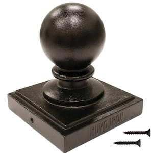 6 in. x 6 in. Black Aluminum Ornamental Ball Post Cap (12-Pack)