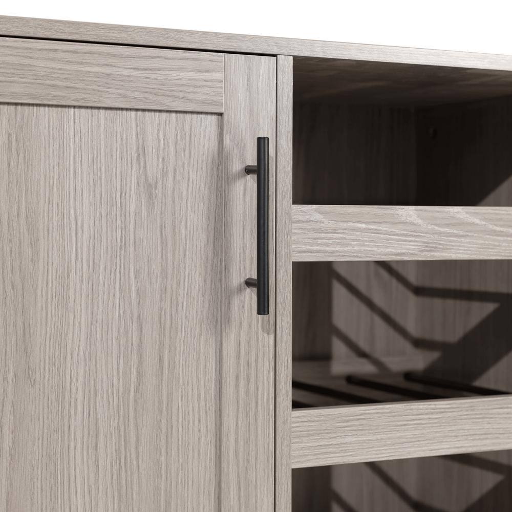 Gray Wood and Metal Bar Sideboard with Adjustable Shelf