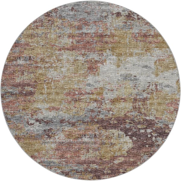 Dream Shag Premium Machine Washable Abstract ADS69 Multi 8 ft. x 8 ft. Round Rug