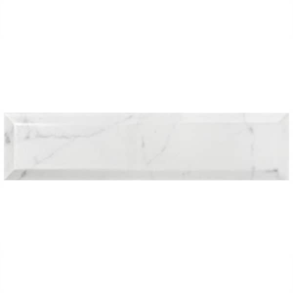 Classico Carrara Glossy Metro 3 in. x 12 in. Ceramic Wall Tile (11.44 sq. ft./Case)