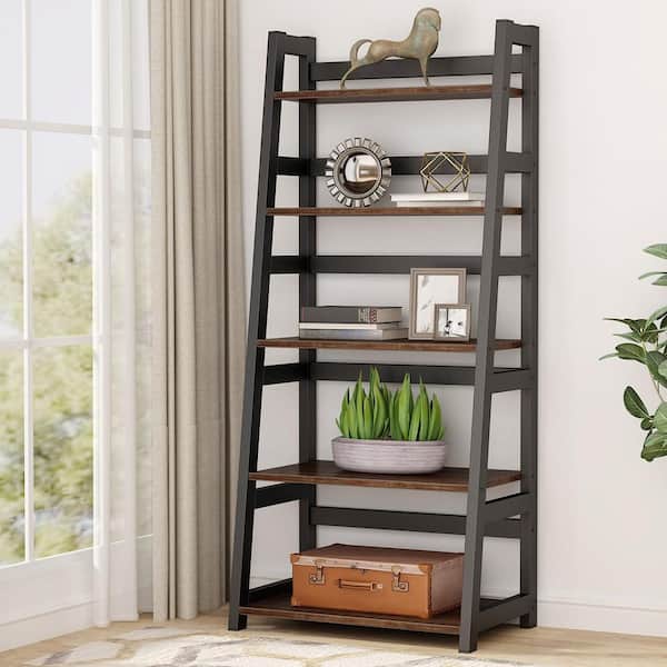 Brown Wood 5 Shelf Ladder Bookcase, Costco Furniture Ladder Bookcase