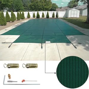 Pool Safety Cover Fit 16 x 32 ft. Rectangle Inground Safety Pool with 4 x 8 ft. Center End Steps Solid Pool Safety Cover