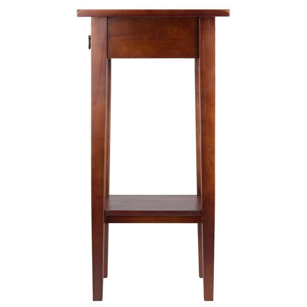 Transitional Regalia 29.5" Walnut Wood & Stone Accent Table with Storage
