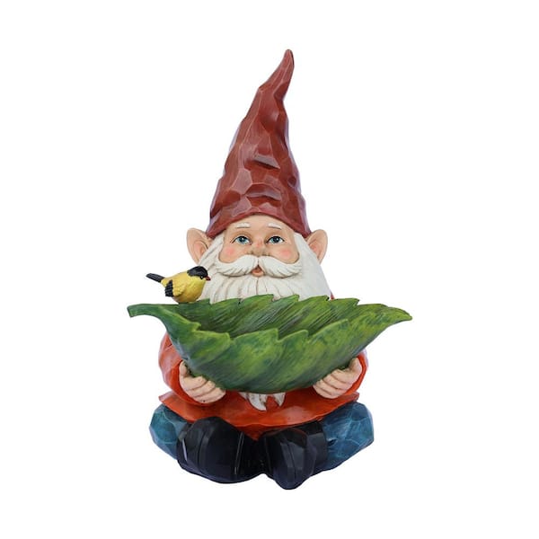 HI-LINE GIFT LTD Funny Garden Gnome Holding Bird Bath