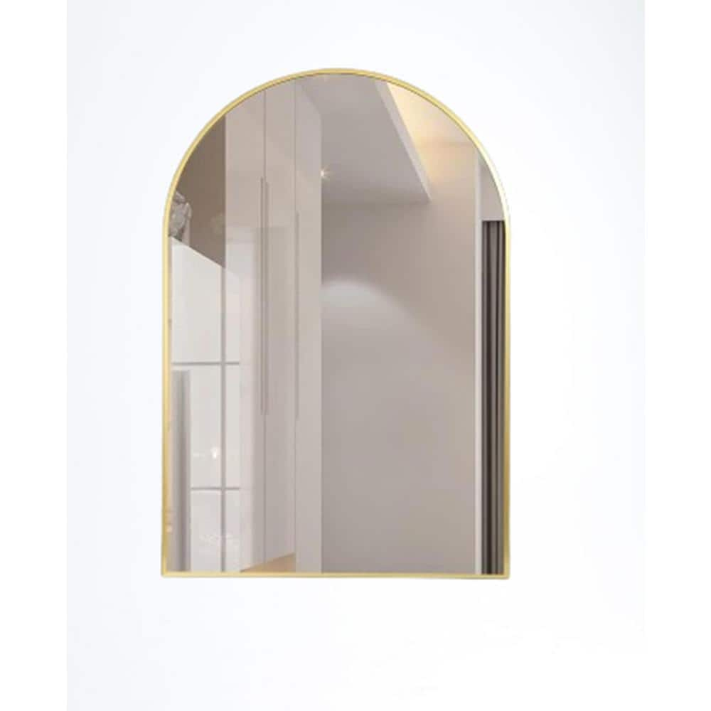 24 in. W x 36 in. H Oval Aluminum Gold Mirror, Vanity Mirror for Bedroom Dresser