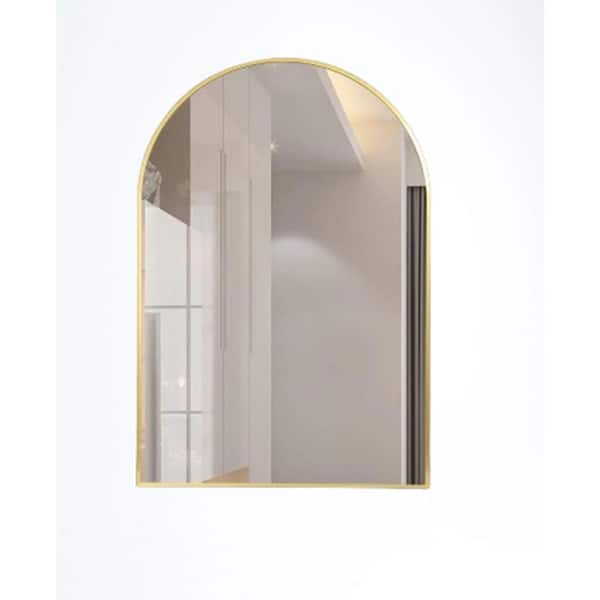 Unbranded 24 in. W x 36 in. H Oval Aluminum Gold Mirror, Vanity Mirror for Bedroom Dresser