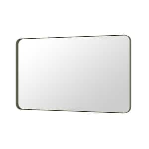 59 in. W x 36 in. H Rectangular Framed Wall Mounted Bathroom Vanity Mirror in Brushed Bronze