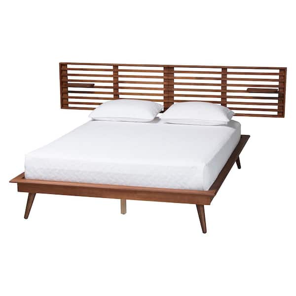 Baxton Studio Elvina Ash Walnut Brown Wood Frame Queen Platform Bed