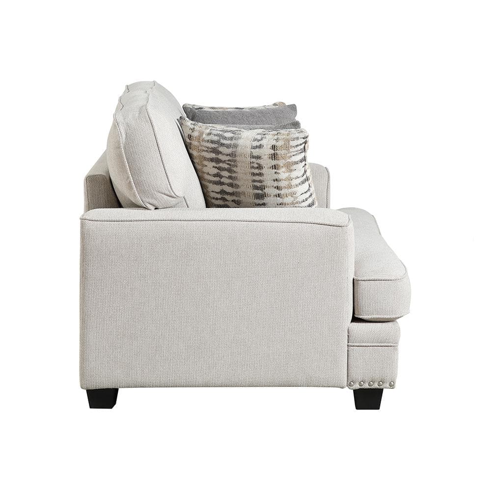Sand Chenille Lawson Sofa with Nailhead Trim and Removable Cushions