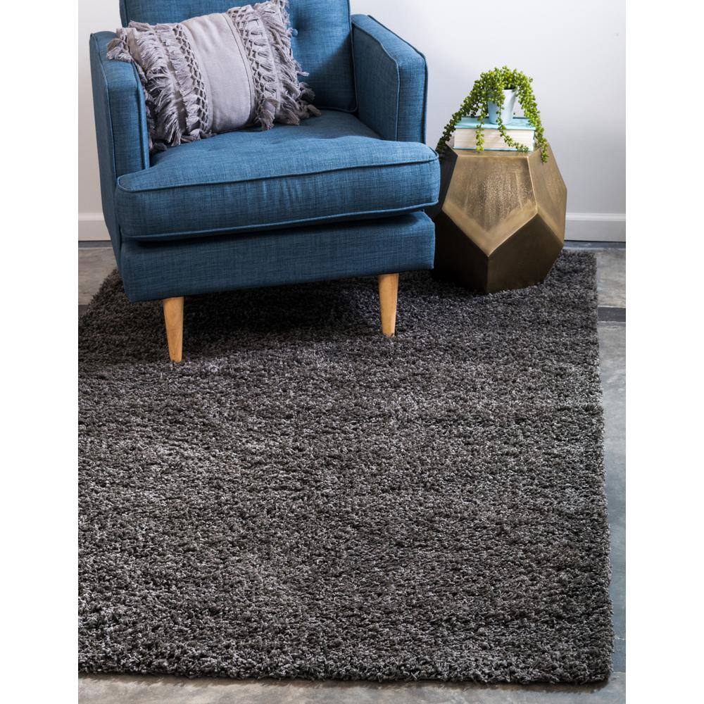 Lavish Gray Square Synthetic Shag Rug for Kids' Rooms