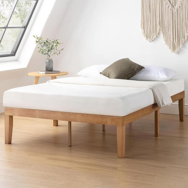 best price mattress Naturalista Classic Brown Natural Pine Solid Wood Frame Queen Platform Bed with Wooden Slats