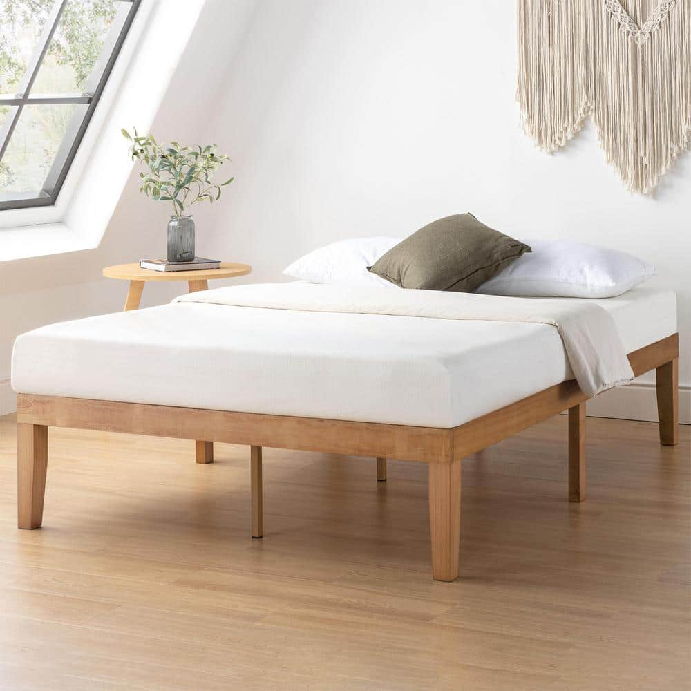 Natural wood platform on sale bed frame