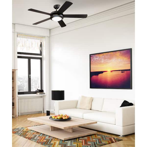 Comet LED 52 in. LED Matte Black Ceiling Fan with Light Fixture
