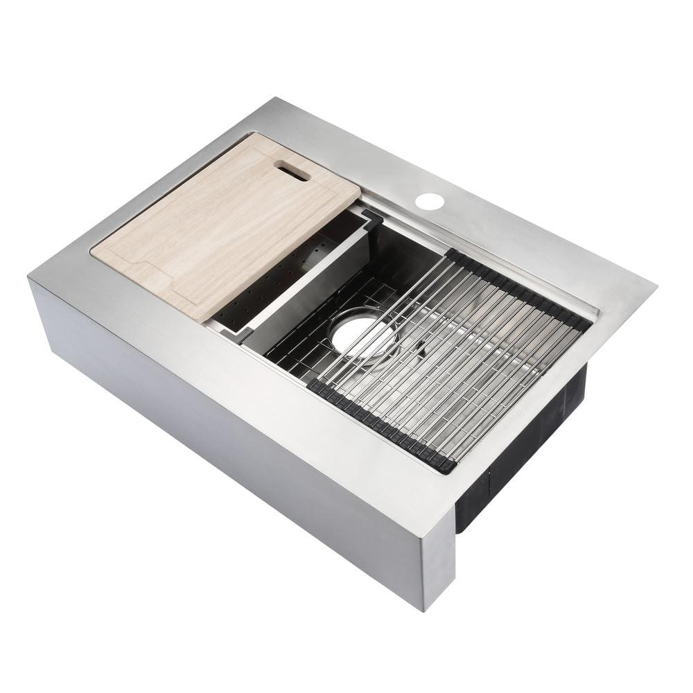 Blanchard 33'' Satin Stainless Steel Single Bowl Workstation Sink
