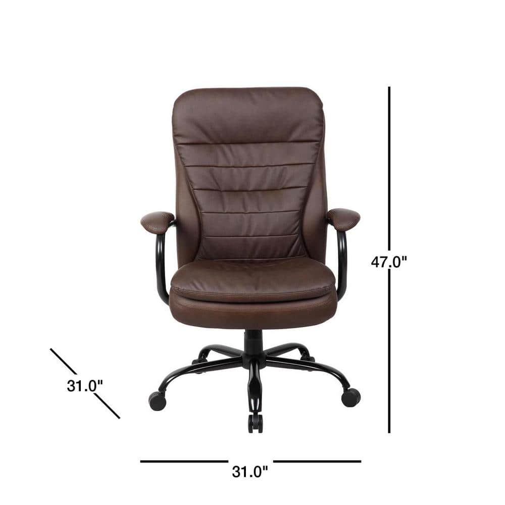 Bomber Brown LeatherPlus Executive Swivel Chair with Metal Arms