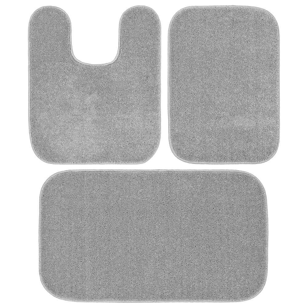 Garland Rug Gramercy Silver Solid Plush Rectangle 3 Piece (No Lid) Bath