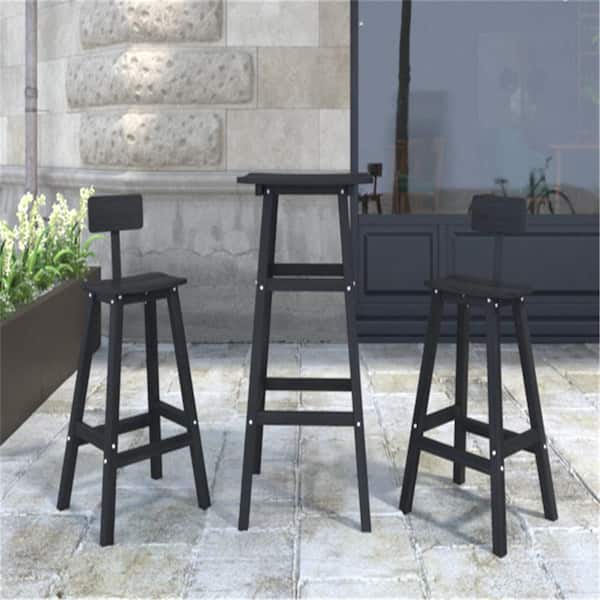 BANSA ROSE 41.73 in. Black HDPE Bar Table with Plastic Table Top