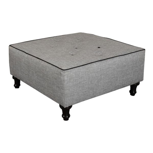 Leffler Home Hamilton in Jitterbug Flax with Black Trim Upholstered Ottoman
