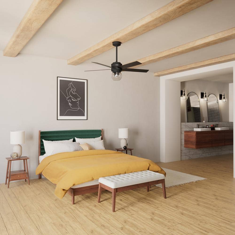 Matte Black 52" 5-Blade Ceiling Fan with LED Light and Remote