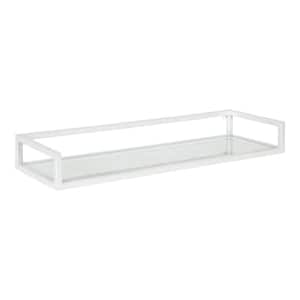 Blex 8 in. x 24 in. x 3 in. White Metal Floating Decorative Wall Shelf Without Brackets