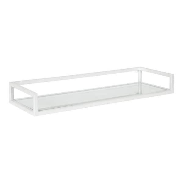 Kate and Laurel Blex 8 in. x 24 in. x 3 in. White Metal Floating Decorative Wall Shelf Without Brackets