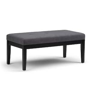 Lacey 41 in. Wide Contemporary Rectangle Tufted Ottoman Bench in Slate Grey Linen Look Fabric
