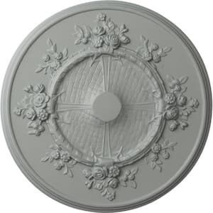 27" x 1-1/8" Flower Urethane Ceiling Medallion (Fits Canopies up to 3-7/8"), Primed White