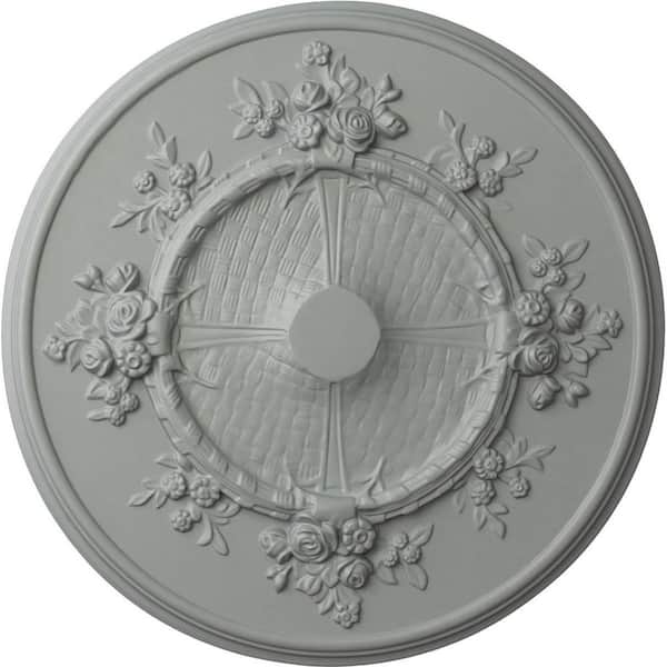 Ekena Millwork 27" x 1-1/8" Flower Urethane Ceiling Medallion (Fits Canopies up to 3-7/8"), Primed White