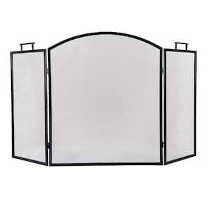 Classic Black Steel 3-Panel Fireplace Screen