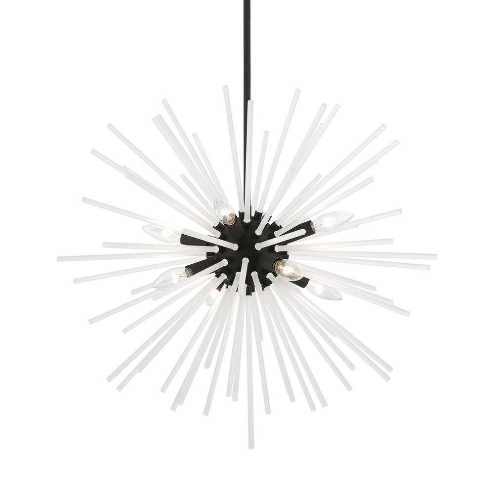 Uptown Antique Brass 8-Light Pendant with Acid Etched Rods