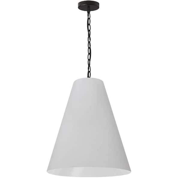 Dainolite Anaya 1-Light Matte Black Pendant with White Fabric Shade
