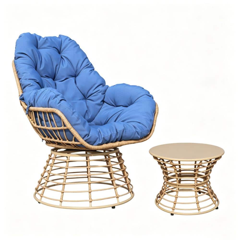 2-Piece 360° Swivel Rattan Patio Set, Chair with Cushion & Side Table price history on PriceWatchPro