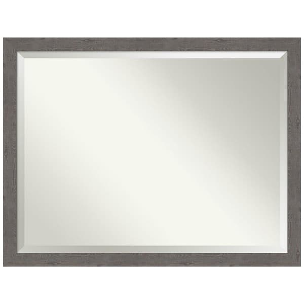 Amanti Art Medium Rectangle Distressed Grey Beveled Glass Modern Mirror (33.25 in. H x 43.25 in. W)