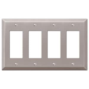 Metallic 4 Gang Rocker Steel Wall Plate - Brushed Nickel