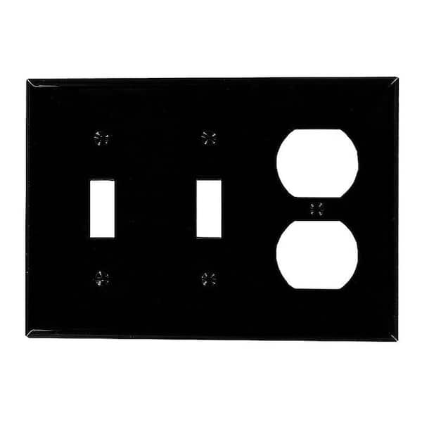 Leviton Black 3-Gang 2-Toggle/1-Duplex Wall Plate (1-Pack)