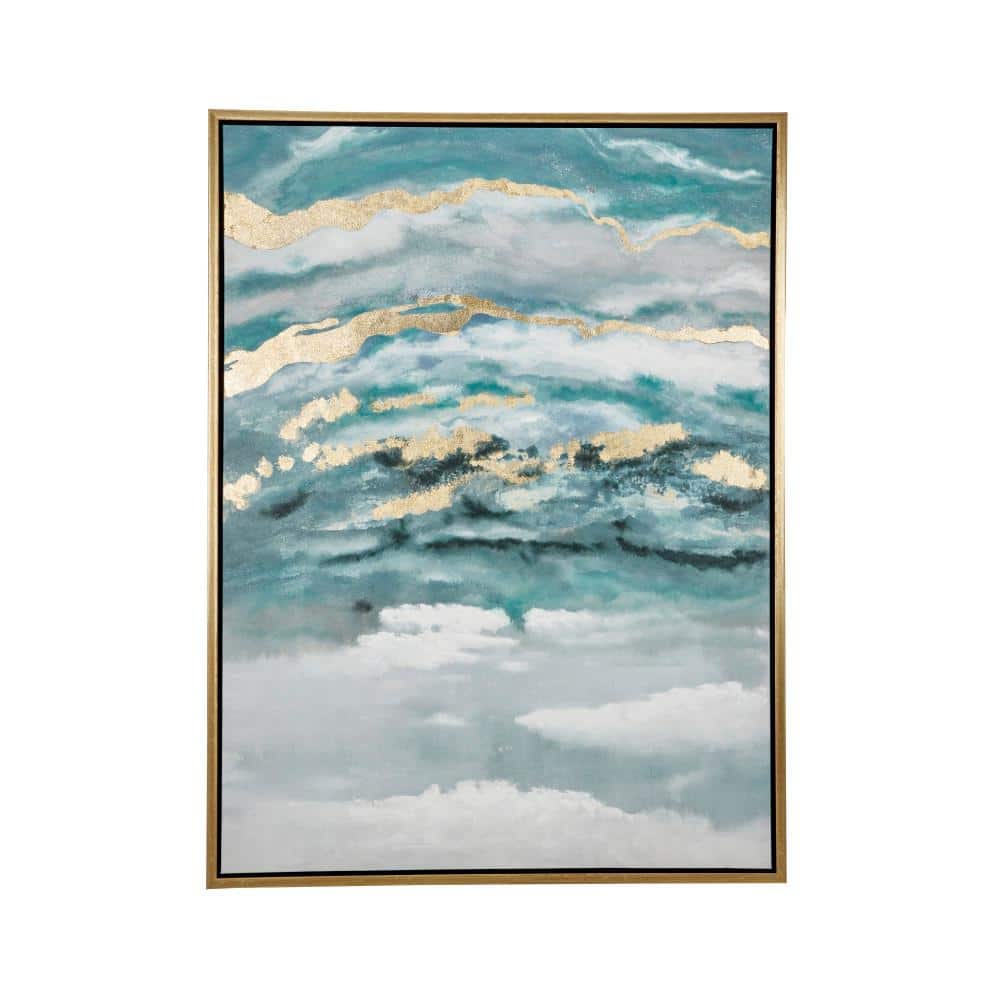 Blue and Gold Abstract Geode Canvas Wall Art