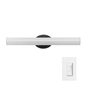 Pacific 24 in. 1-Light Black LED Integrated Vanity-Light with Frosted Acrylic Diffuser and Wall Mounted Dimmer Remote
