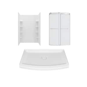 Ovation Curve 48 in. L x 30 in. W x 72 in. H Center Drain Alcove Shower Stall Kit in Brushed Nickel