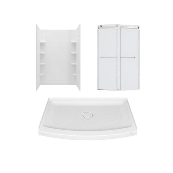 American Standard Ovation Curve 48 in. L x 30 in. W x 72 in. H Center Drain Alcove Shower Stall Kit in Brushed Nickel