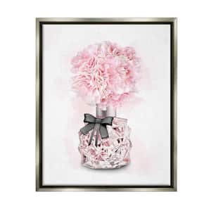 Pink Flower Perfume Glam Fashion Design by Ziwei Li Floater Frame Nature Wall Art Print 17 in. x 21 in. .