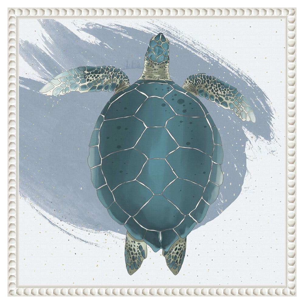 Sea Turtle Beaded Framed Canvas Wall Art