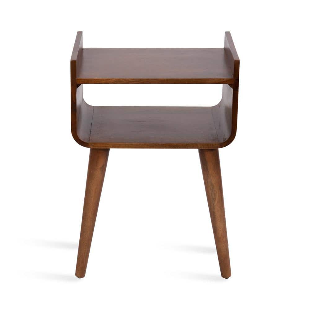 Walnut Brown Solid Mango Wood Mid-Century Side Table
