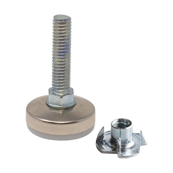 (100-Pack) Titan Nickel-White Hex Base 3/8-16 Thread x 1-1/2 in. L Stem Furniture Replacement Leveler with Insert