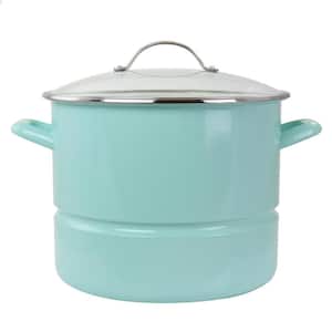 16 qt. Turquoise Steel Stock Pot with Steamer