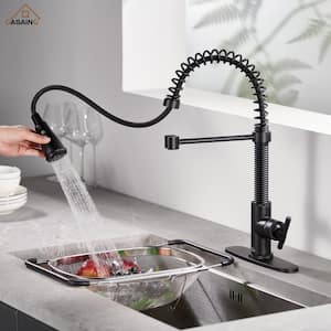 Single-Handle Pull Down Sprayer Kitchen Faucet with Power Boost 3 Function Sprayed in Matte Black
