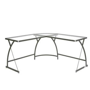 Acme Furniture 51 In. L-Shaped Clear Glass And White Computer Desk ...