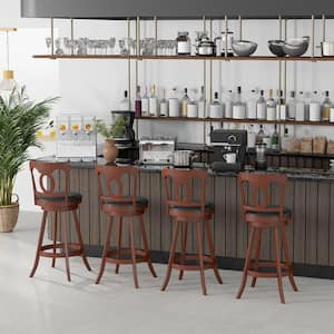 4 PCS 30 in. Espresso Wood Swivel Bar Stools Bar Height Chairs withErgonomic Backrest