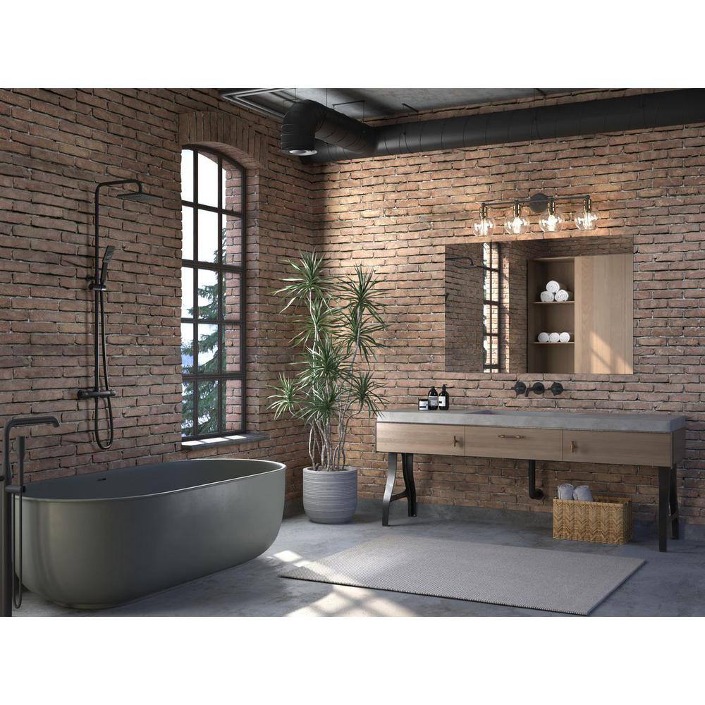 Antique Bronze 4-Light Bath Vanity with Clear Glass Shades