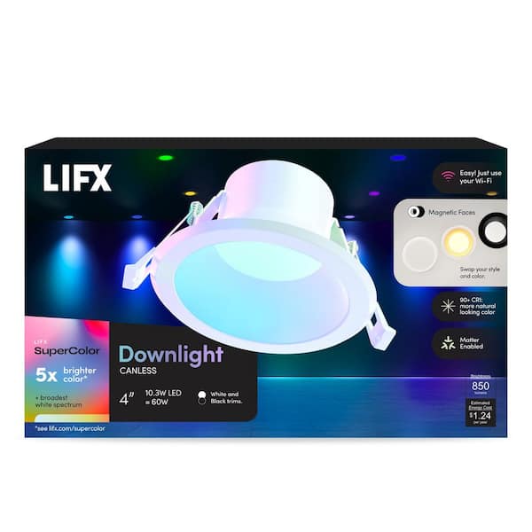 LIFX 4 in. SuperColor Adjustable Smart Canless Deep Baffle